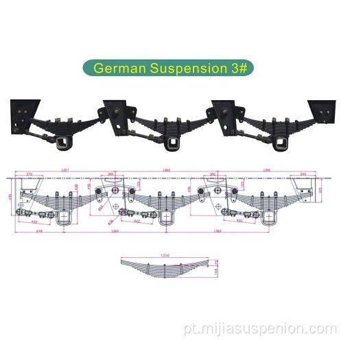 Suspensão mecânica de 3 eixos tipo alemão